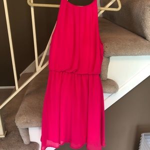 Hot pink high neck dress